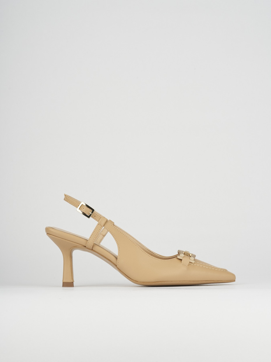 Pumps heel 7 cm beige leather