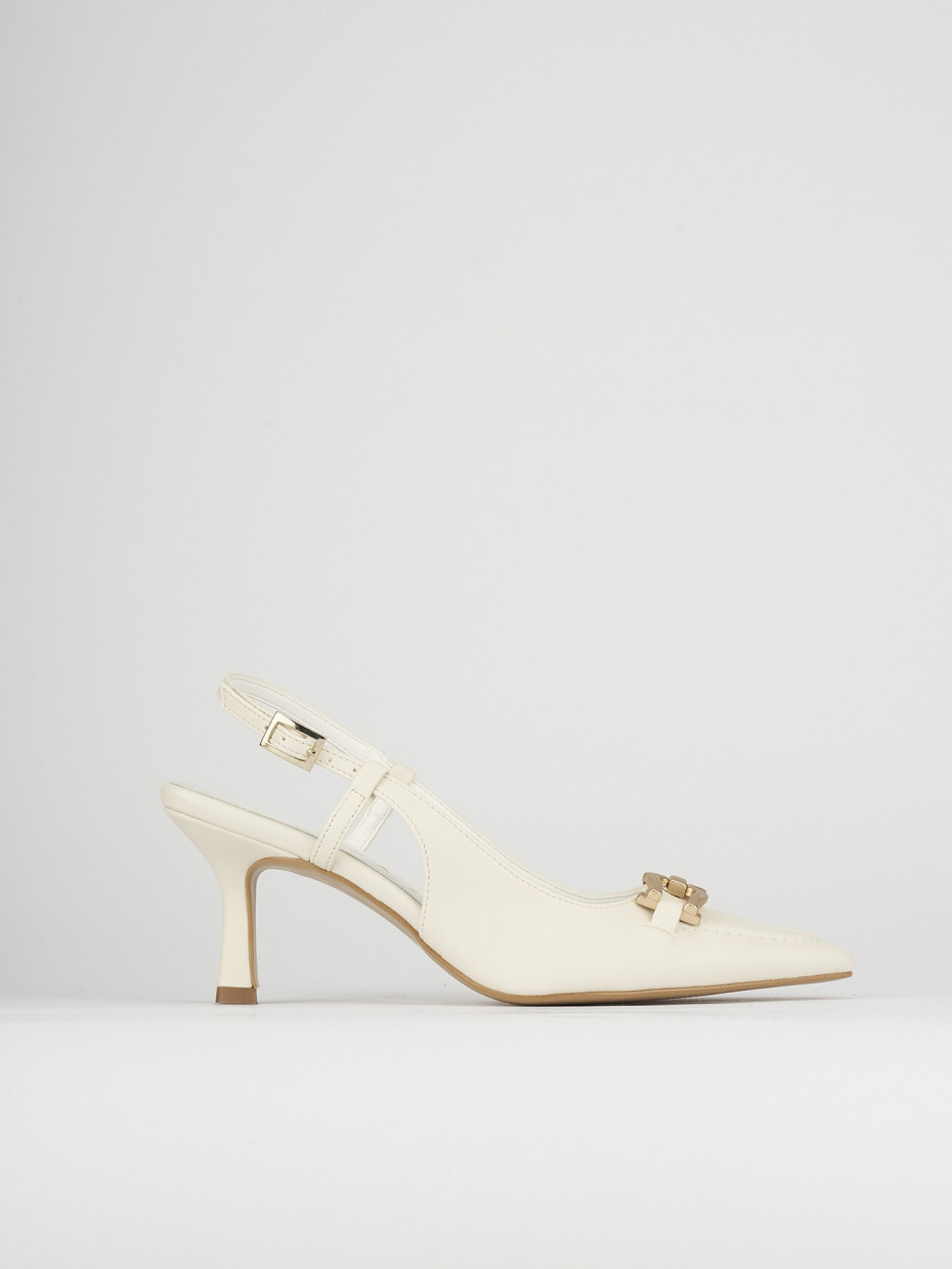 Salones destalonados tacón 7 cm blanco cuero