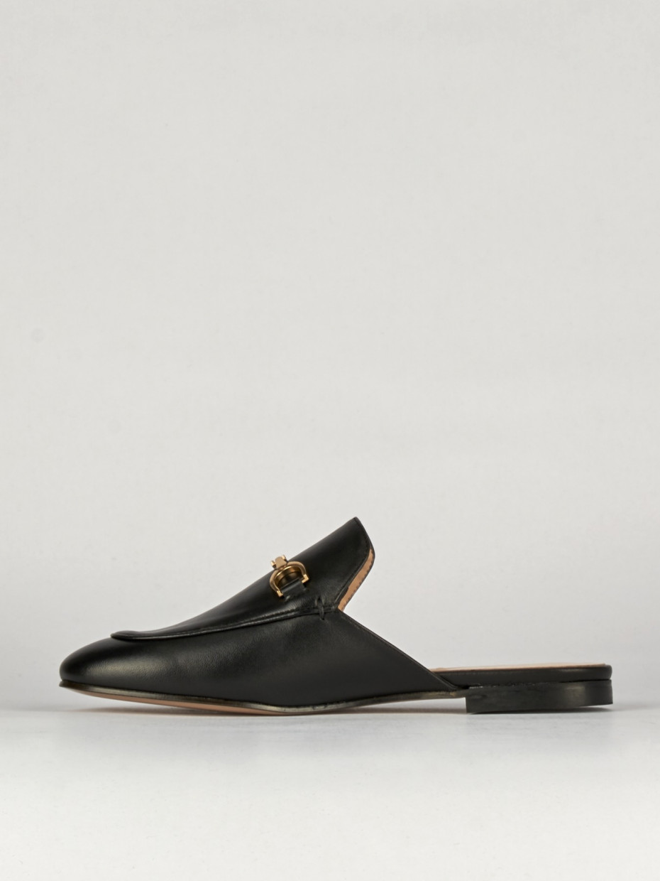 Zuecos con tacón tacón 1 cm negro cuero