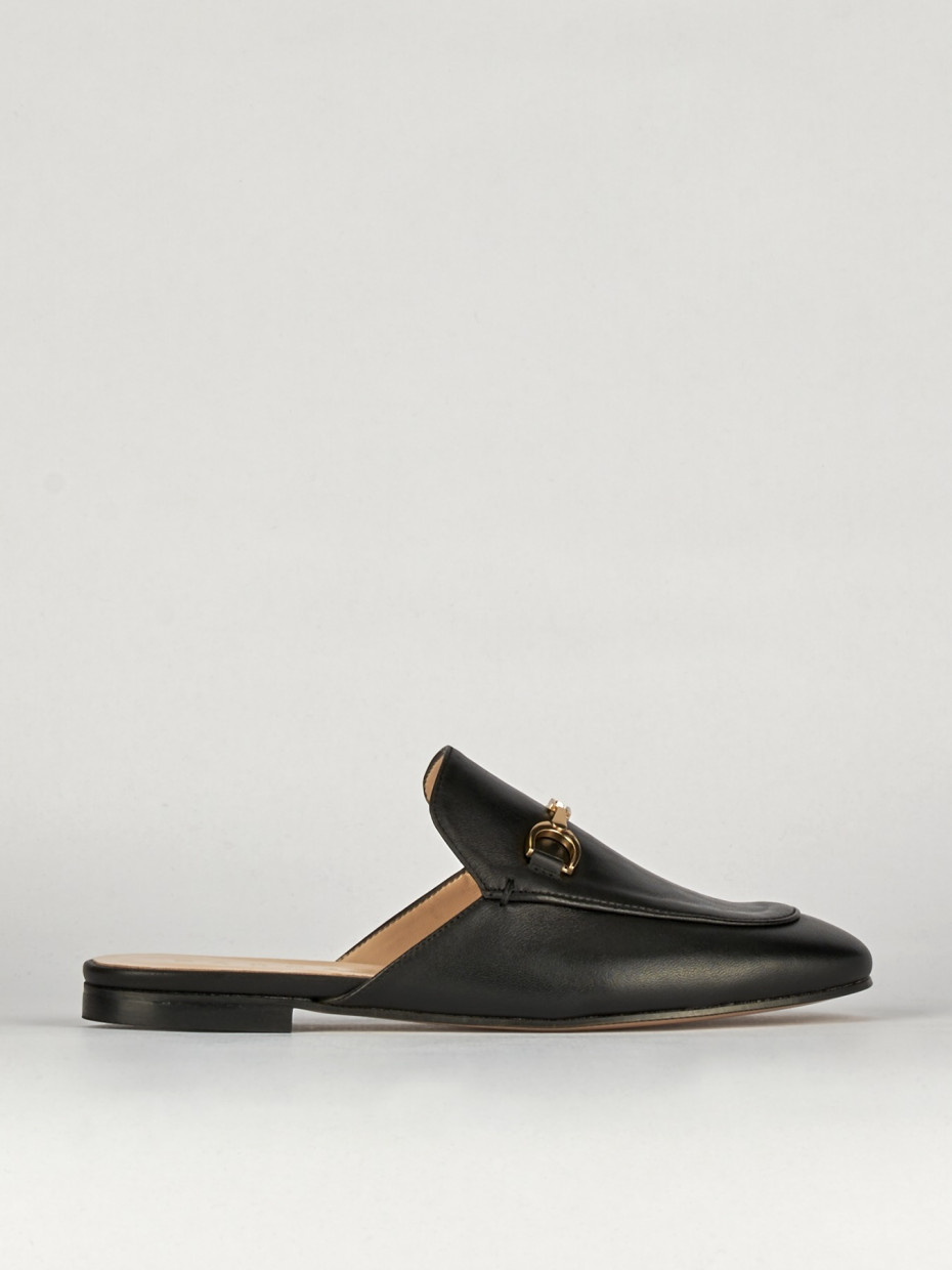 Zuecos con tacón tacón 1 cm negro cuero