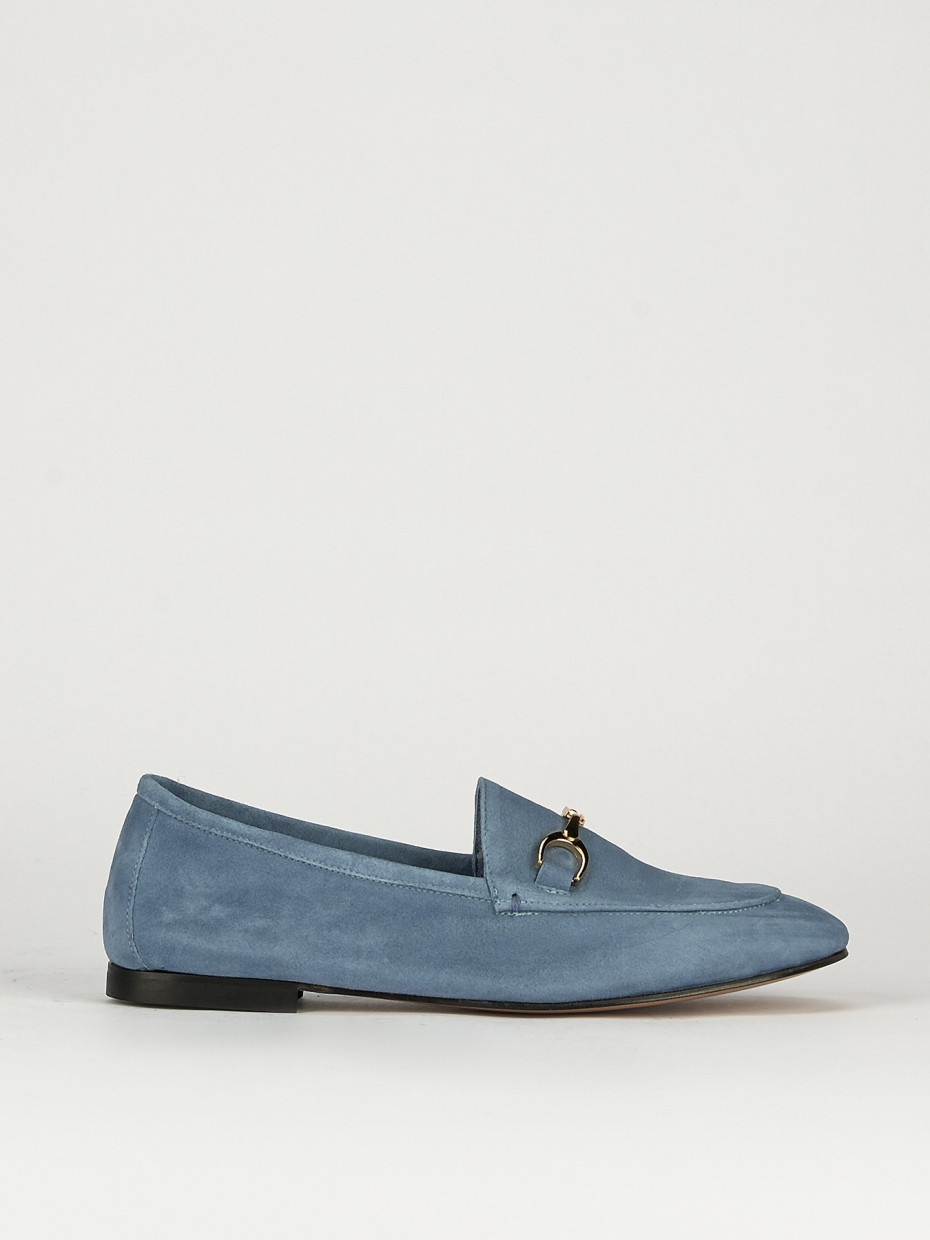Mocasines tacón 1 cm turquesa ante
