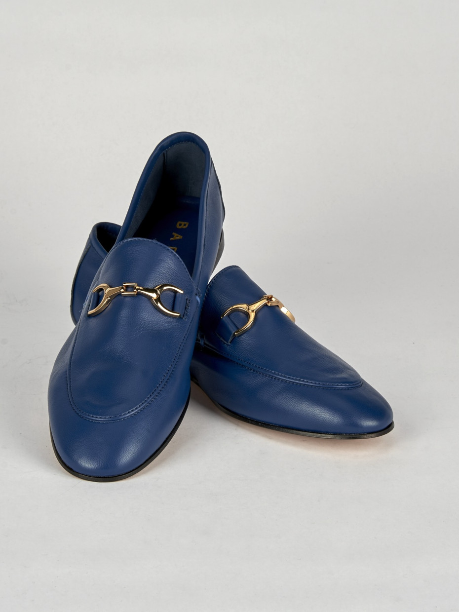 Mocasines tacón 1 cm azul cuero