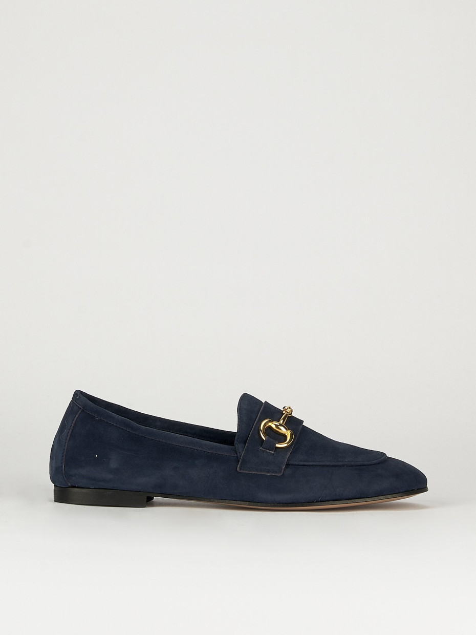 Mocasines tacón 1 cm azul ante