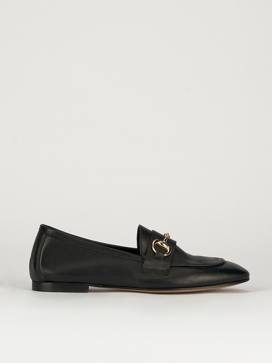 Mocasines tacón 1 cm negro cuero