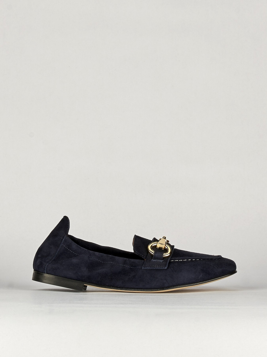 Mocasines tacón 1 cm azul ante