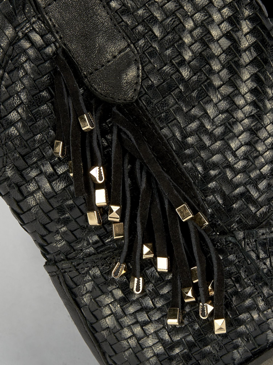 Botines de tacón bajo tacón 2 cm negro cuero