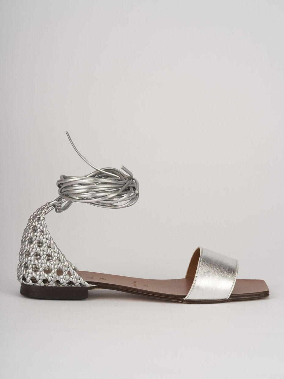 Sandali tacco 1cm pelle argento