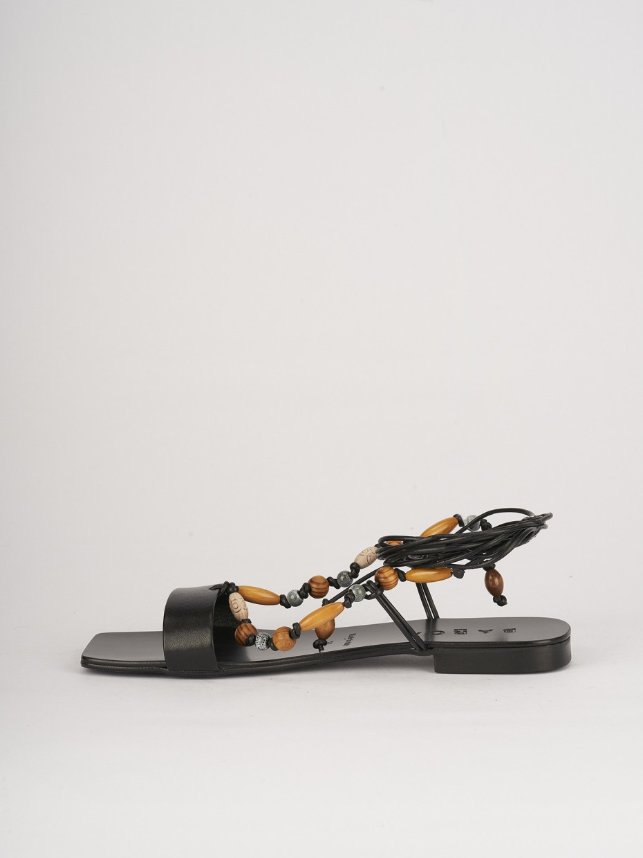 Sandalias de tacón bajo tacón 2 cm negro cuero
