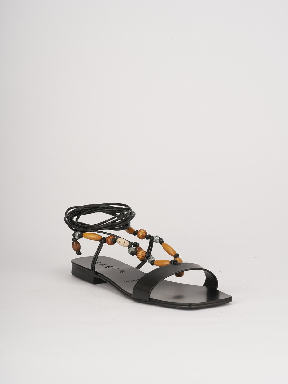 Sandalias de tacón bajo tacón 2 cm negro cuero