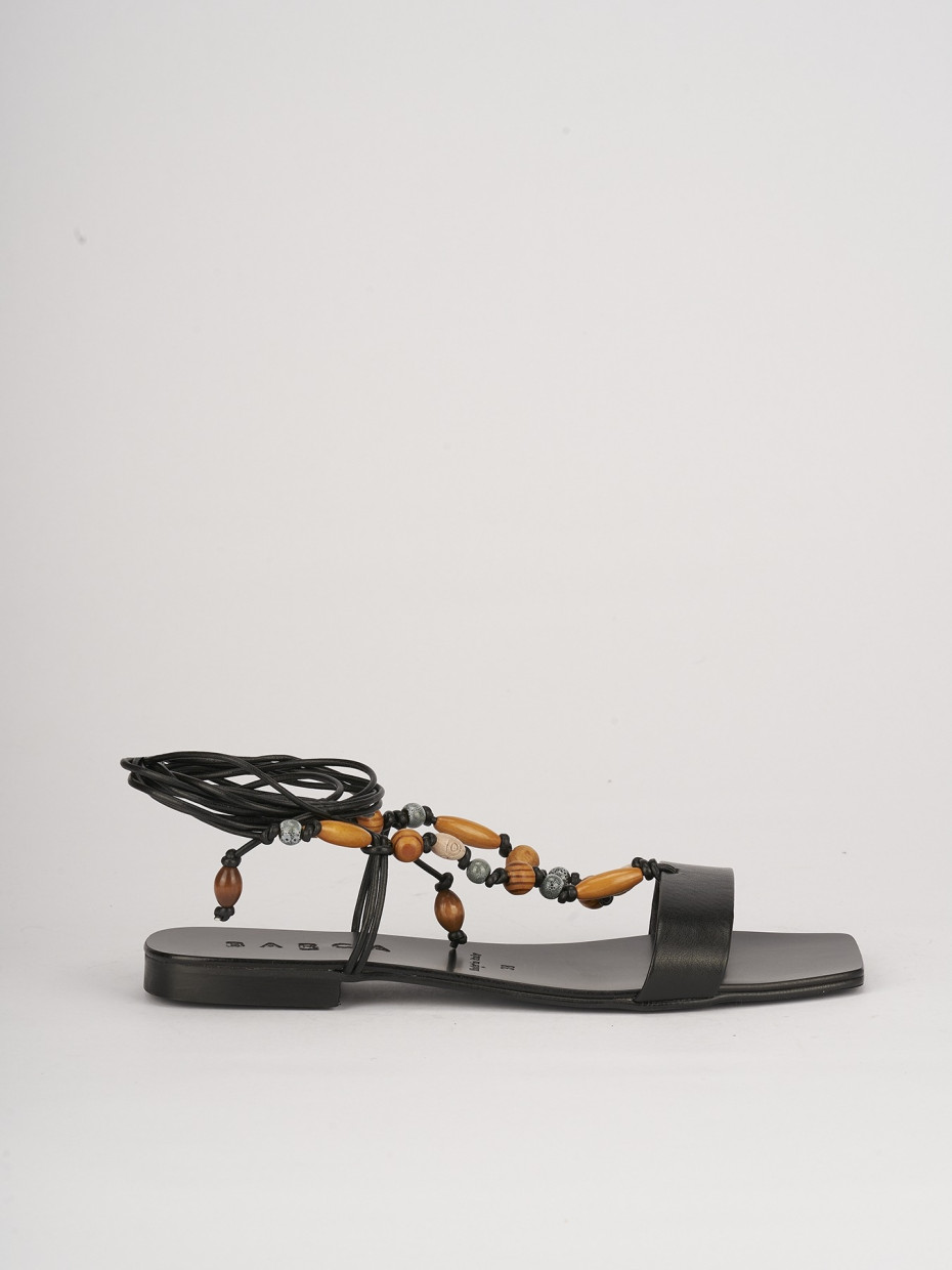 Sandalias de tacón bajo tacón 2 cm negro cuero
