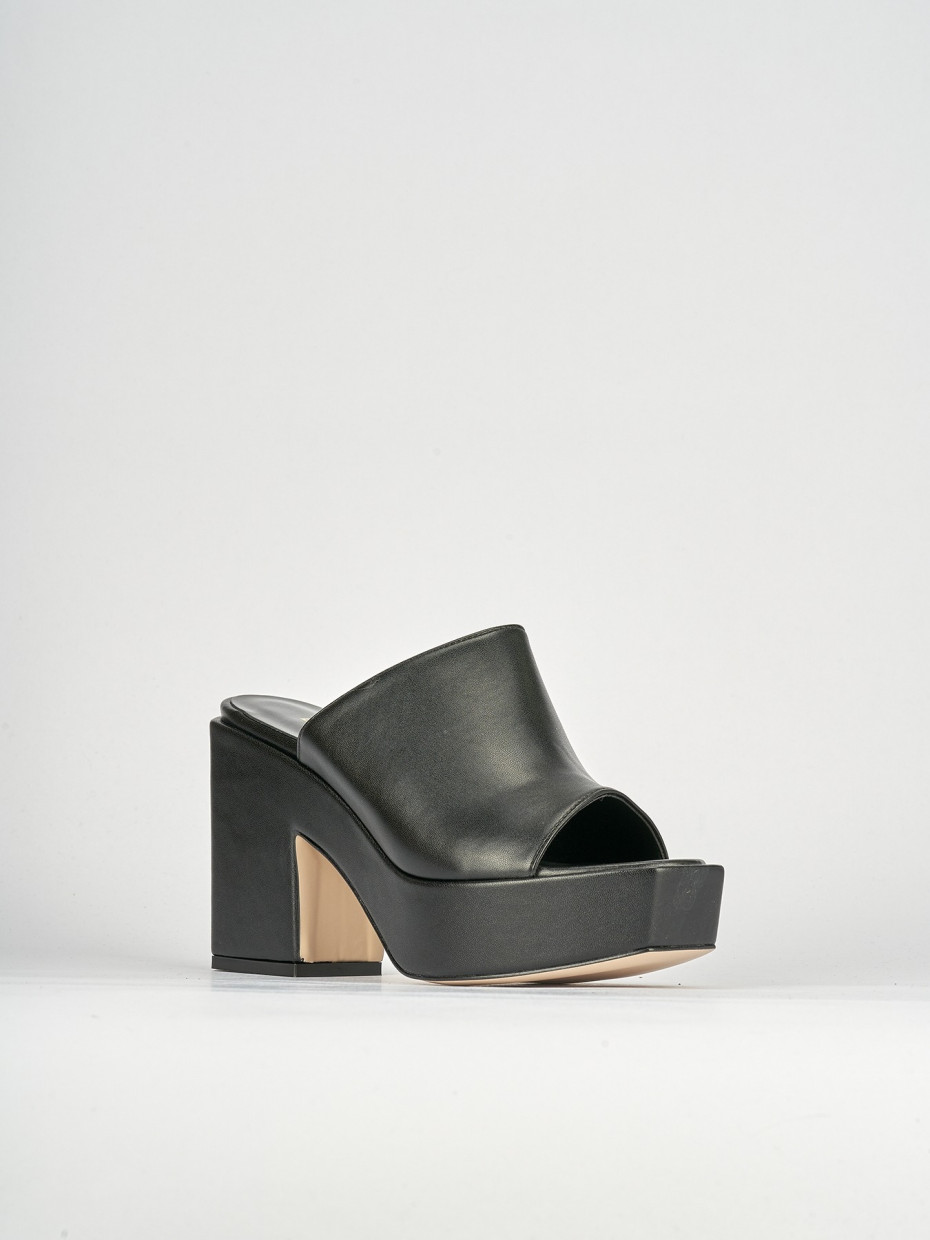 Ciabatte tacco 5cm pelle nero