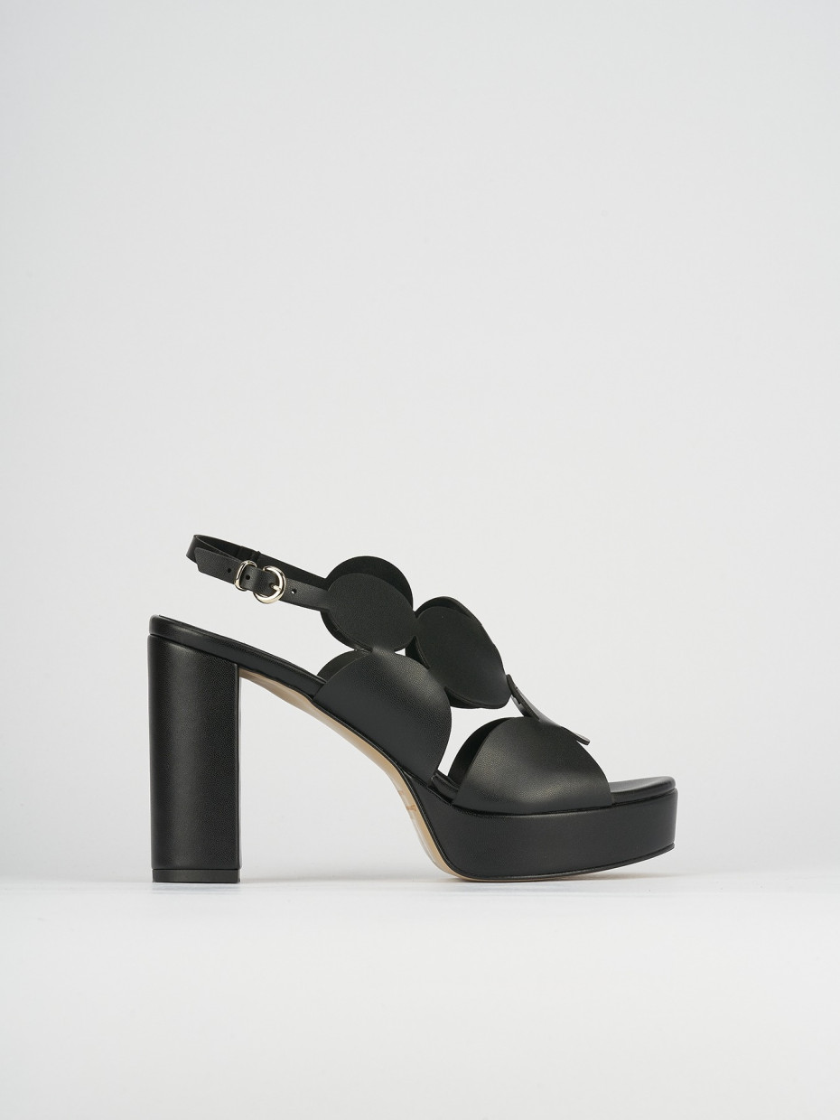 Sandalias de tacón alto tacón 9 cm negro cuero