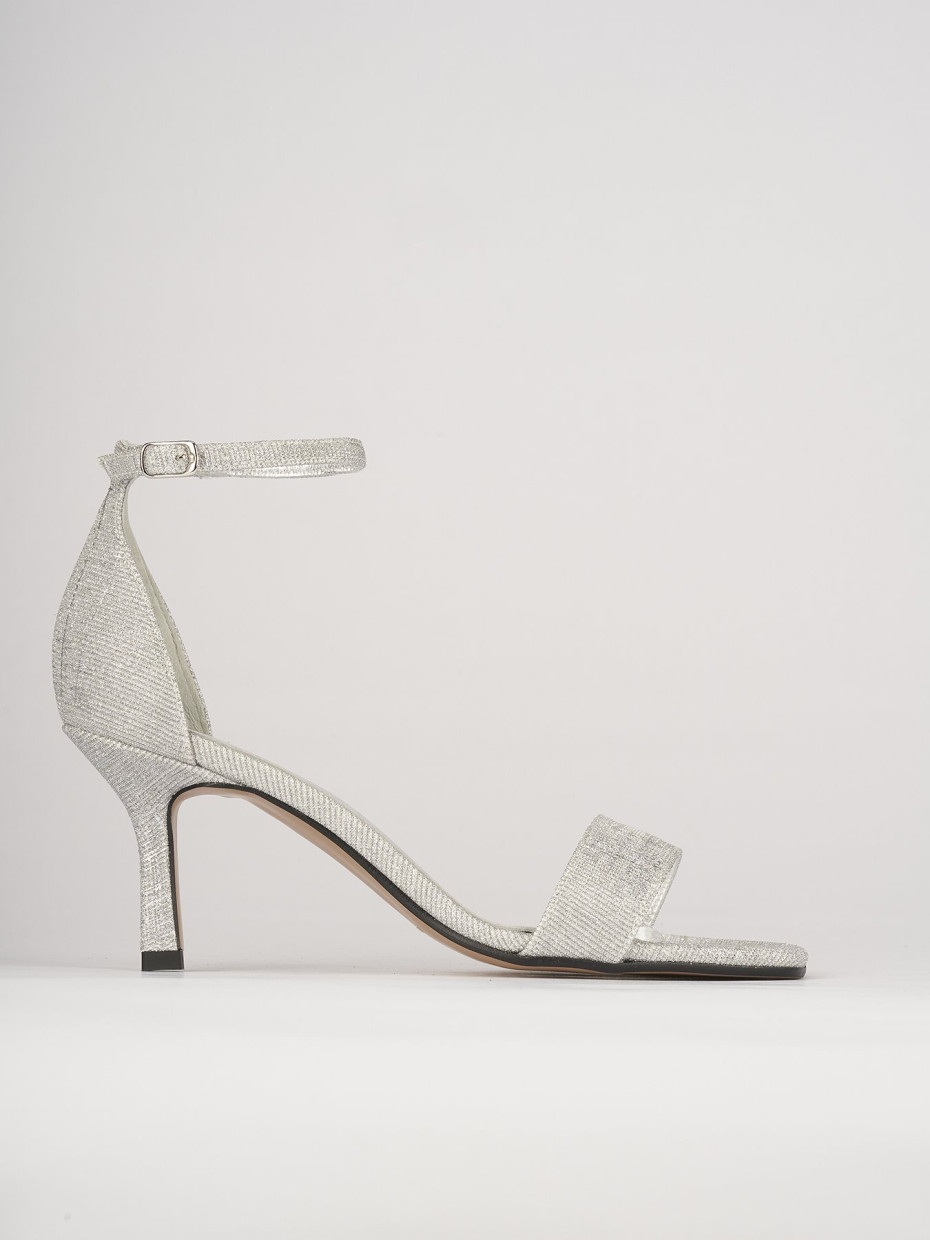 High heel sandals heel 6 cm silver leather