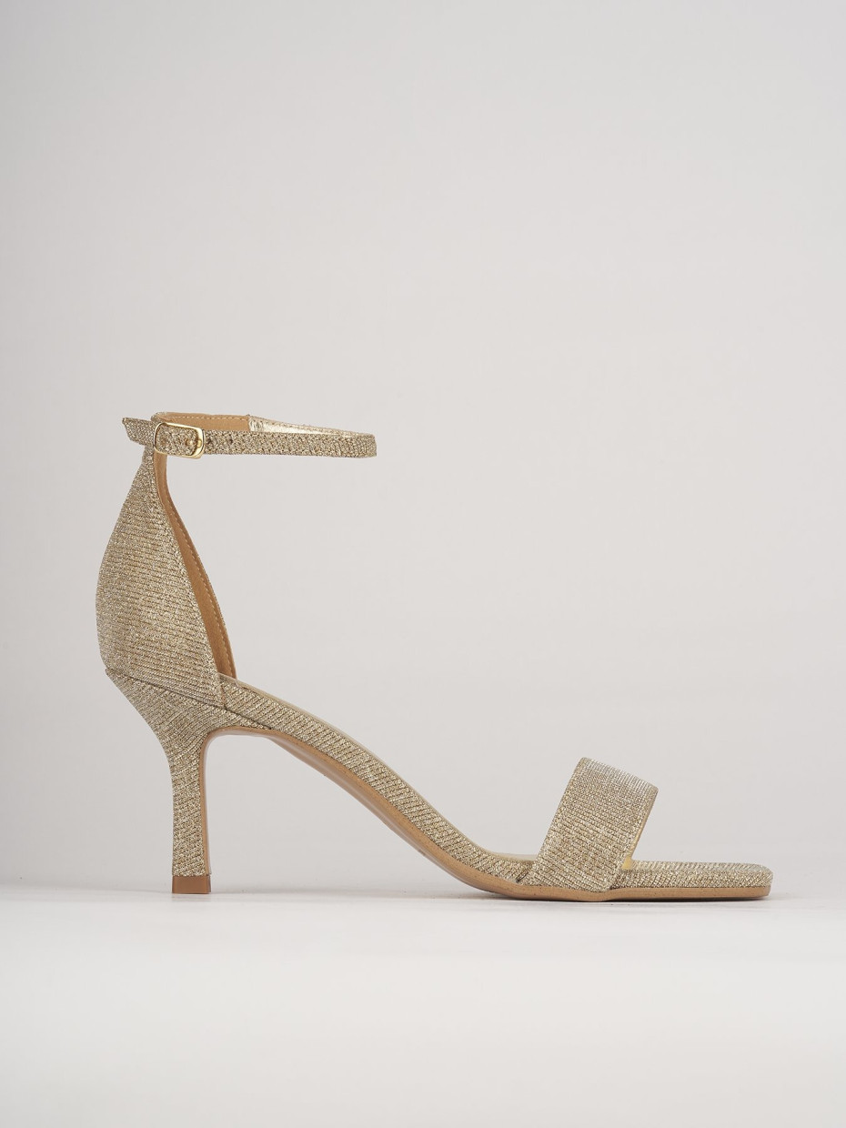 High heel sandals heel 6 cm gold leather