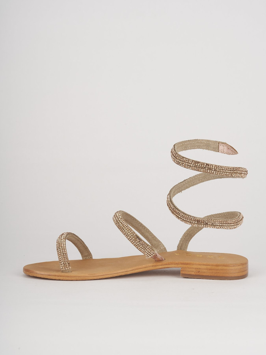 Low heel sandals heel 1 cm pink leather