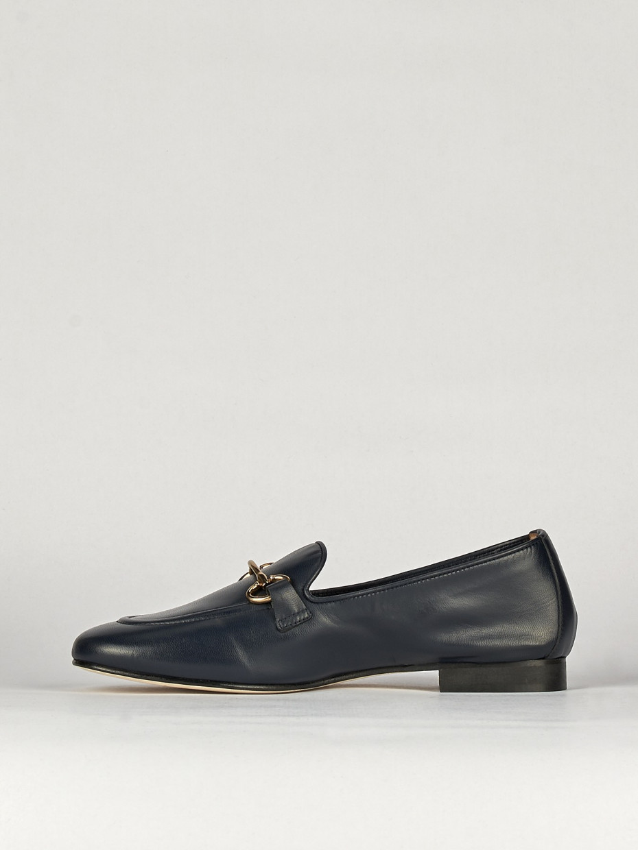 Mocasines tacón 1 cm azul cuero