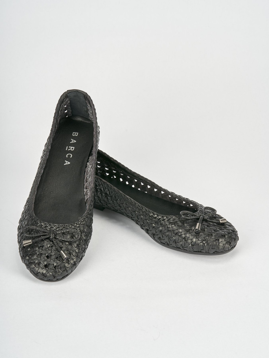 Bailarinas tacón 1 cm negro cuero