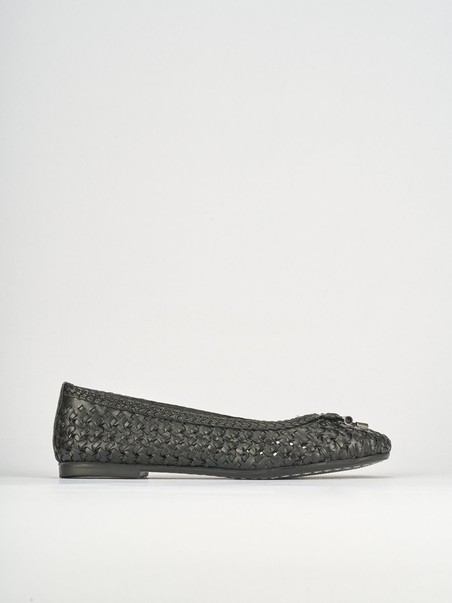 Bailarinas tacón 1 cm negro cuero