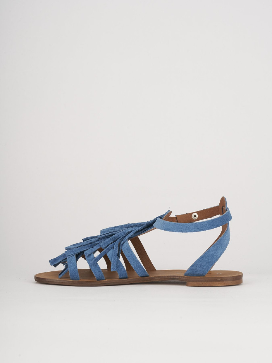 Sandalias de tacón bajo tacón 1 cm turquesa ante