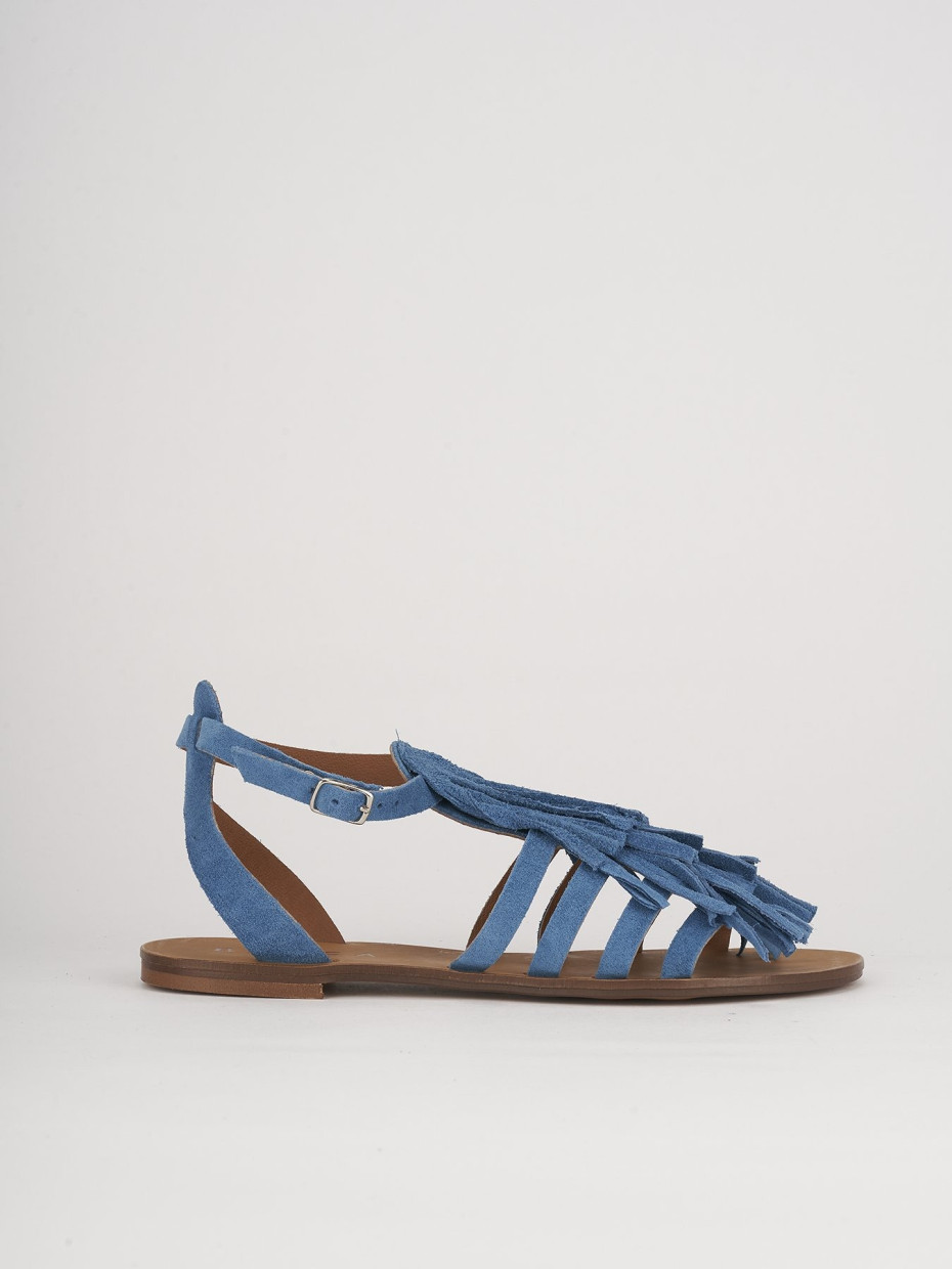 Sandalias de tacón bajo tacón 1 cm turquesa ante