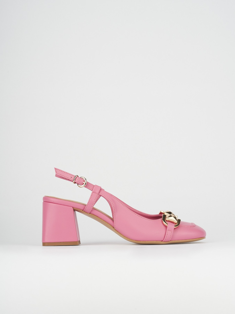 Salones destalonados tacón 6 cm rosa cuero