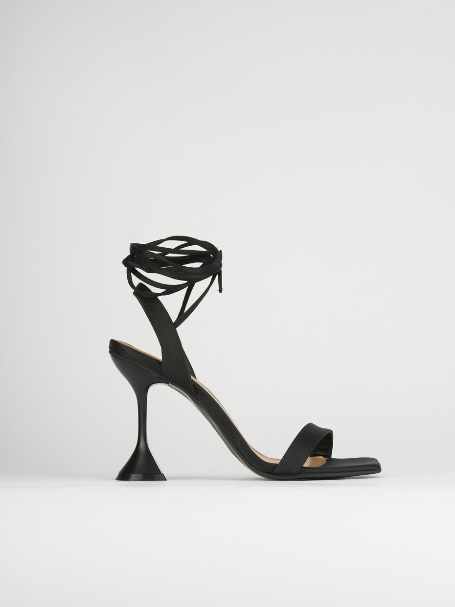 Sandalias de tacón alto tacón 10 cm negro raso