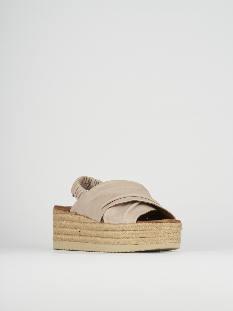 Sandalias de cuña tacón 5 cm rosa cuero