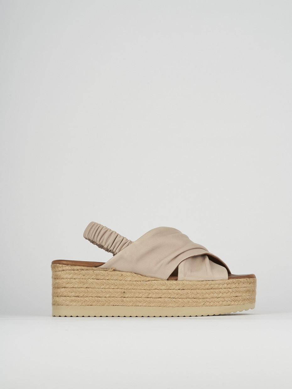 Sandalias de cuña tacón 5 cm rosa cuero