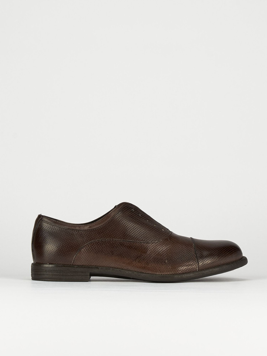 Zapatos de cordones tacón 2 cm marrón oscuro cuero