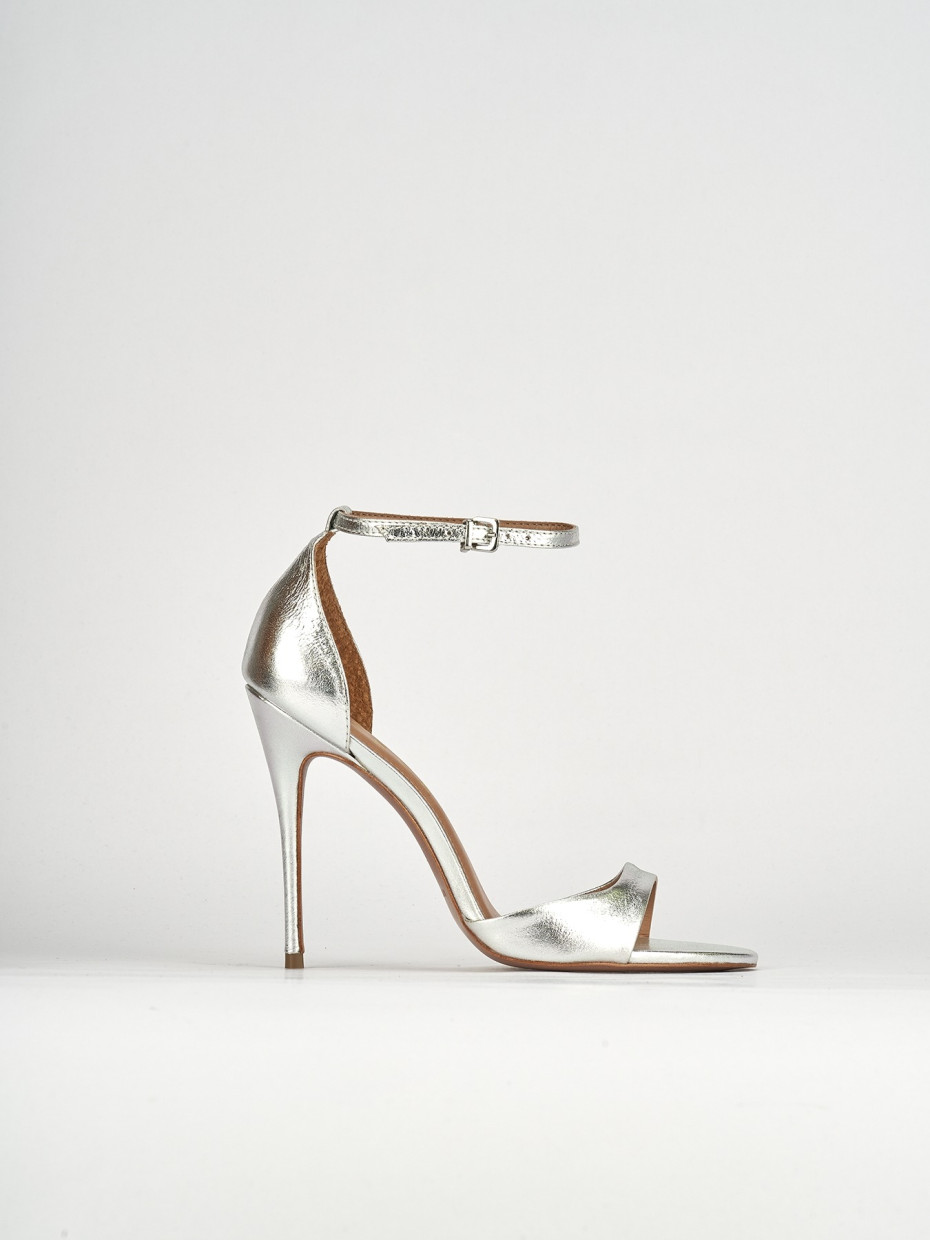 High heel sandals heel 12 cm silver leather