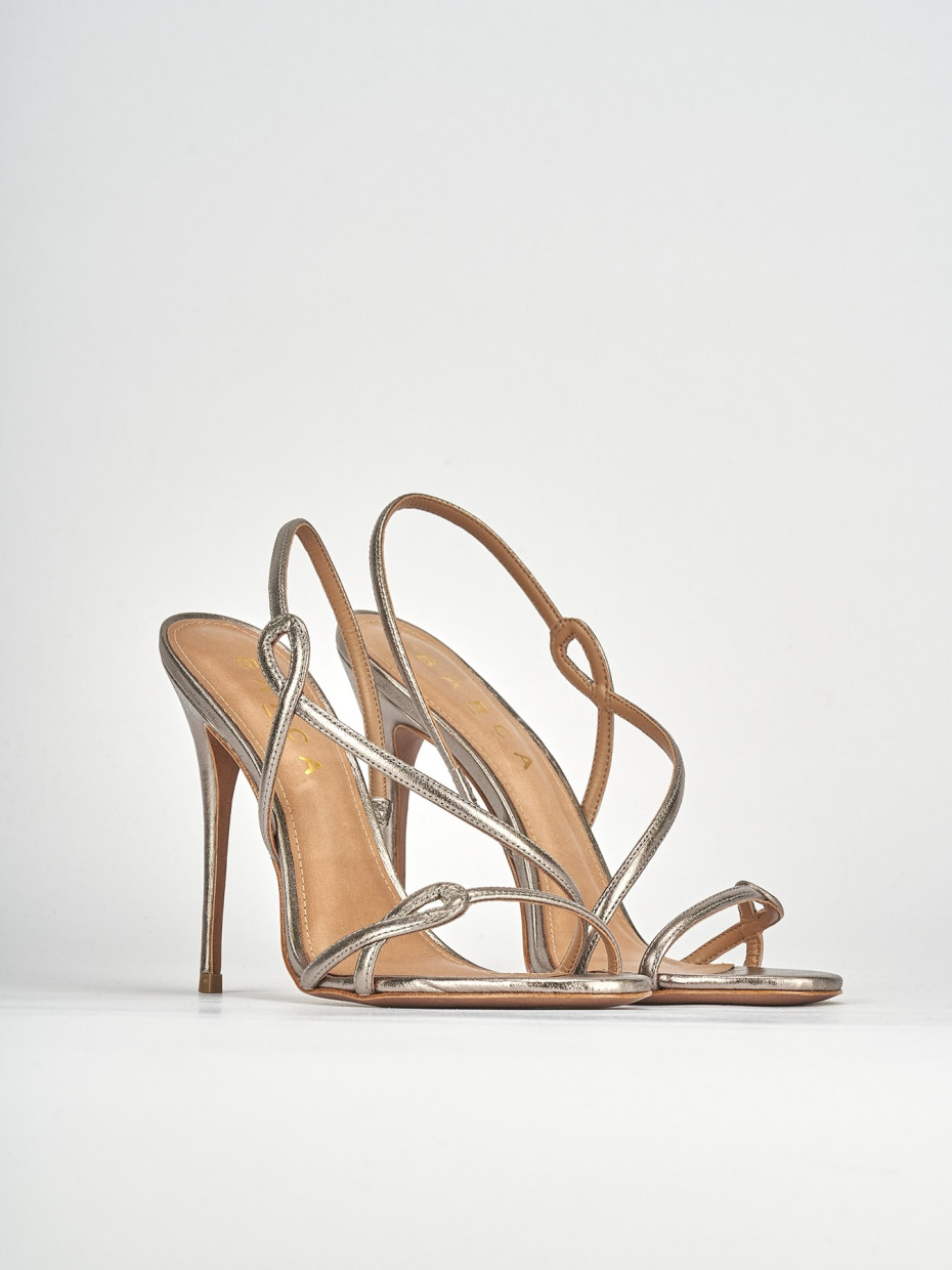High heel sandals heel 12 cm silver leather