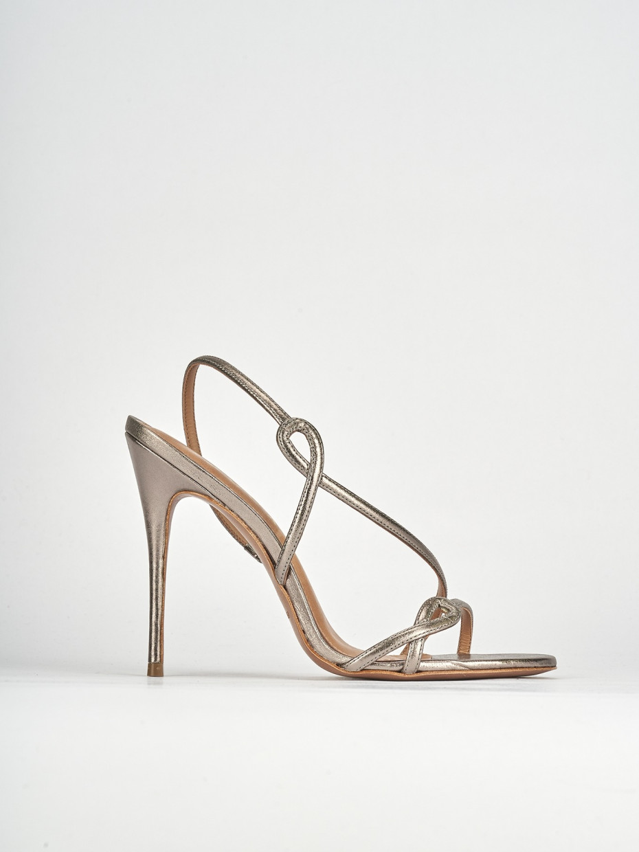 High heel sandals heel 12 cm silver leather