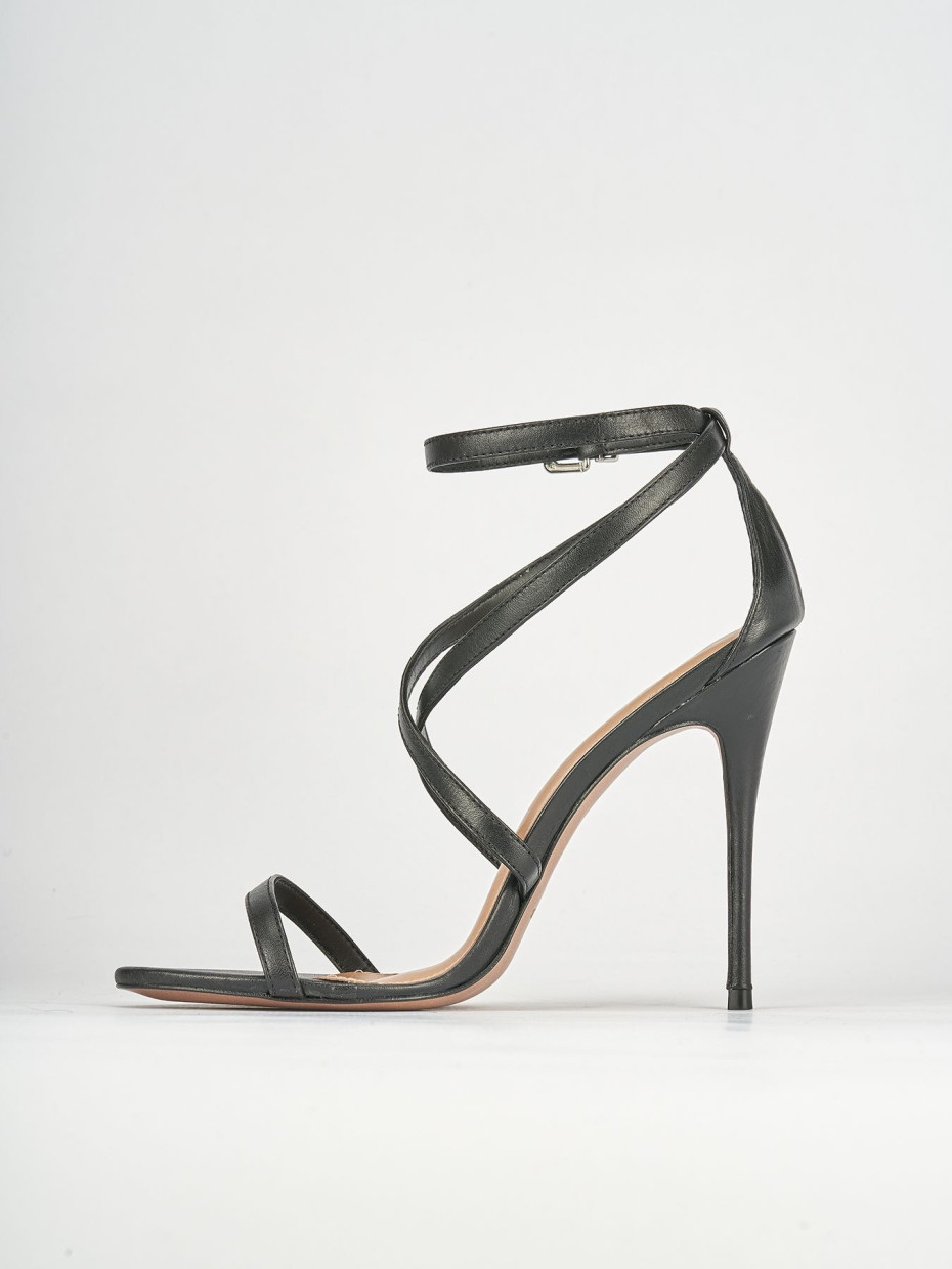High heel sandals heel 11 cm black leather