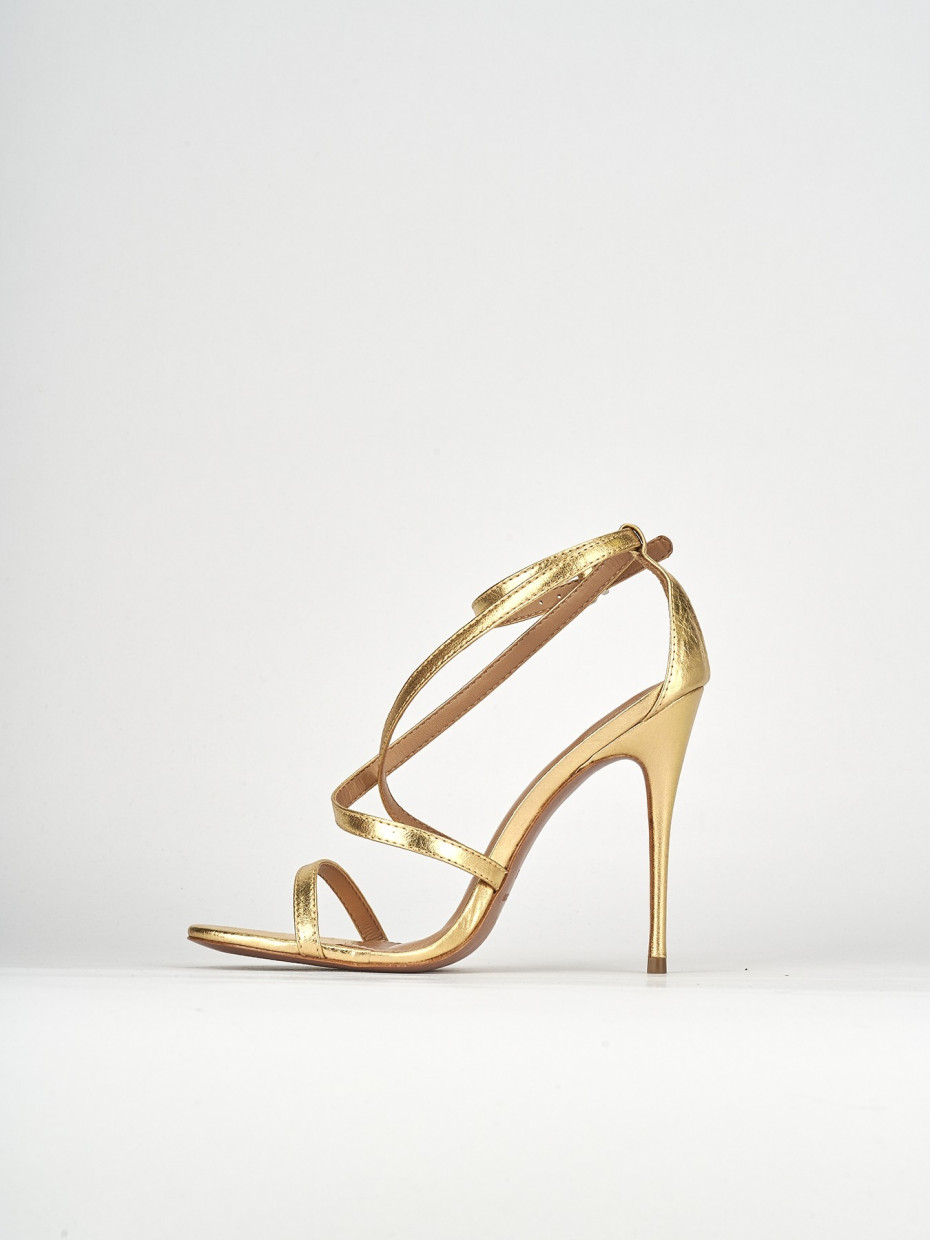 High heel sandals heel 11 cm gold leather