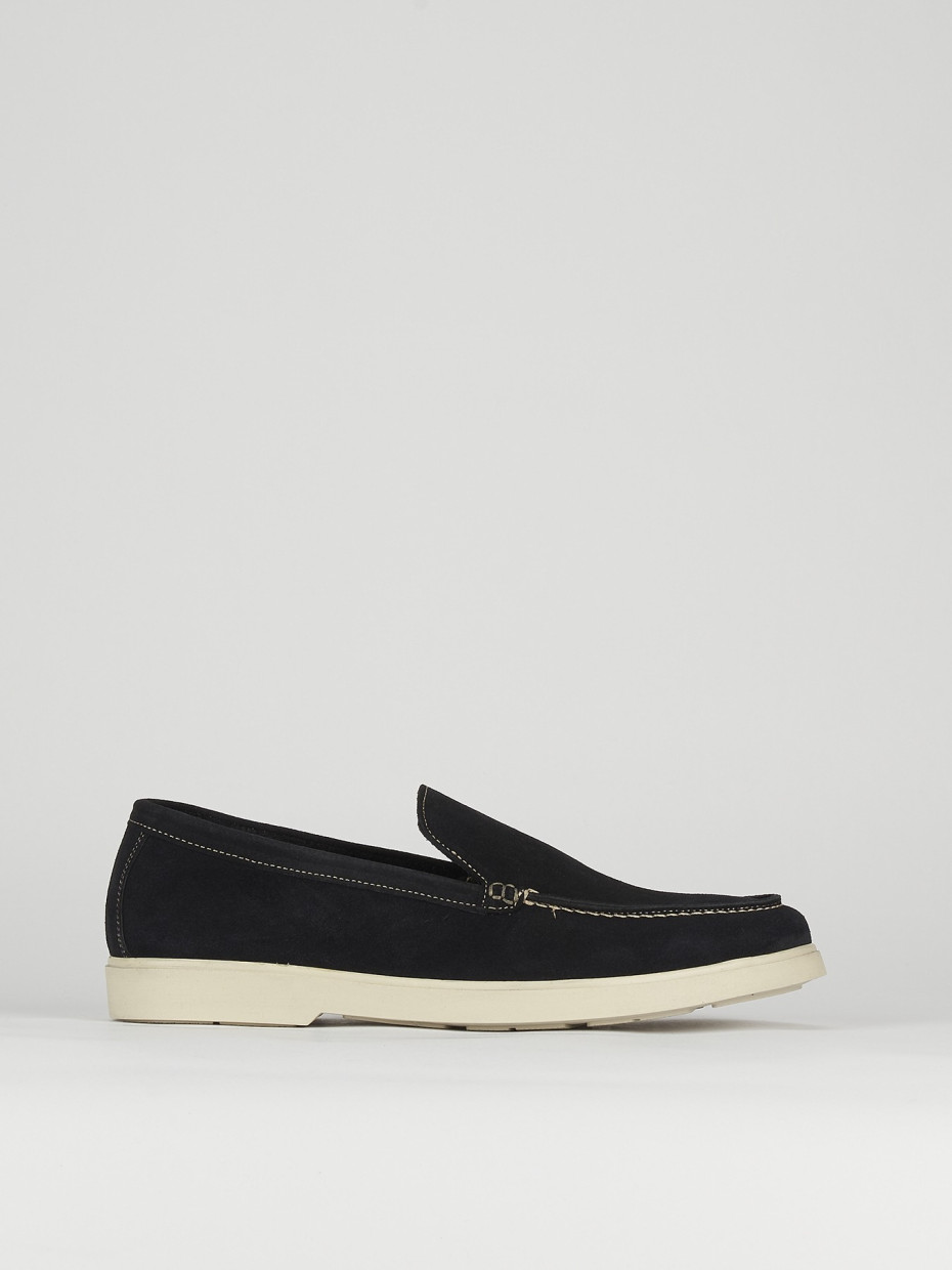 Mocasines tacón 2 cm azul ante