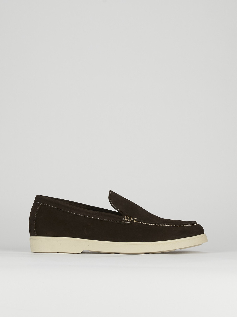 Mocasines tacón 2 cm marrón oscuro ante