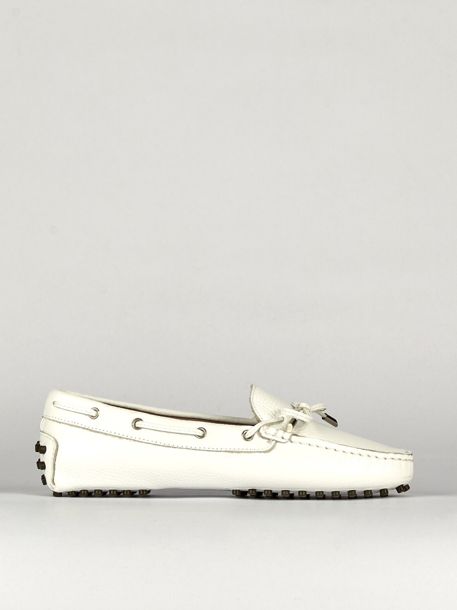 Mocasines tacón 1 cm blanco cuero