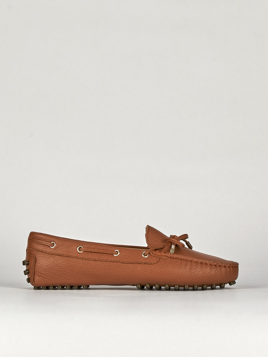 Mocasines tacón 1 cm marrón cuero
