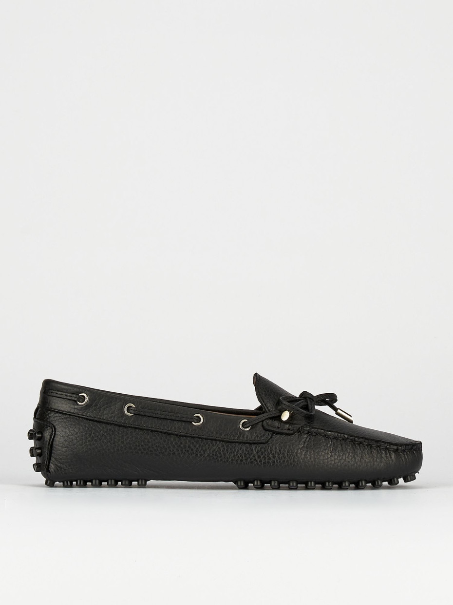 Mocasines tacón 1 cm negro cuero