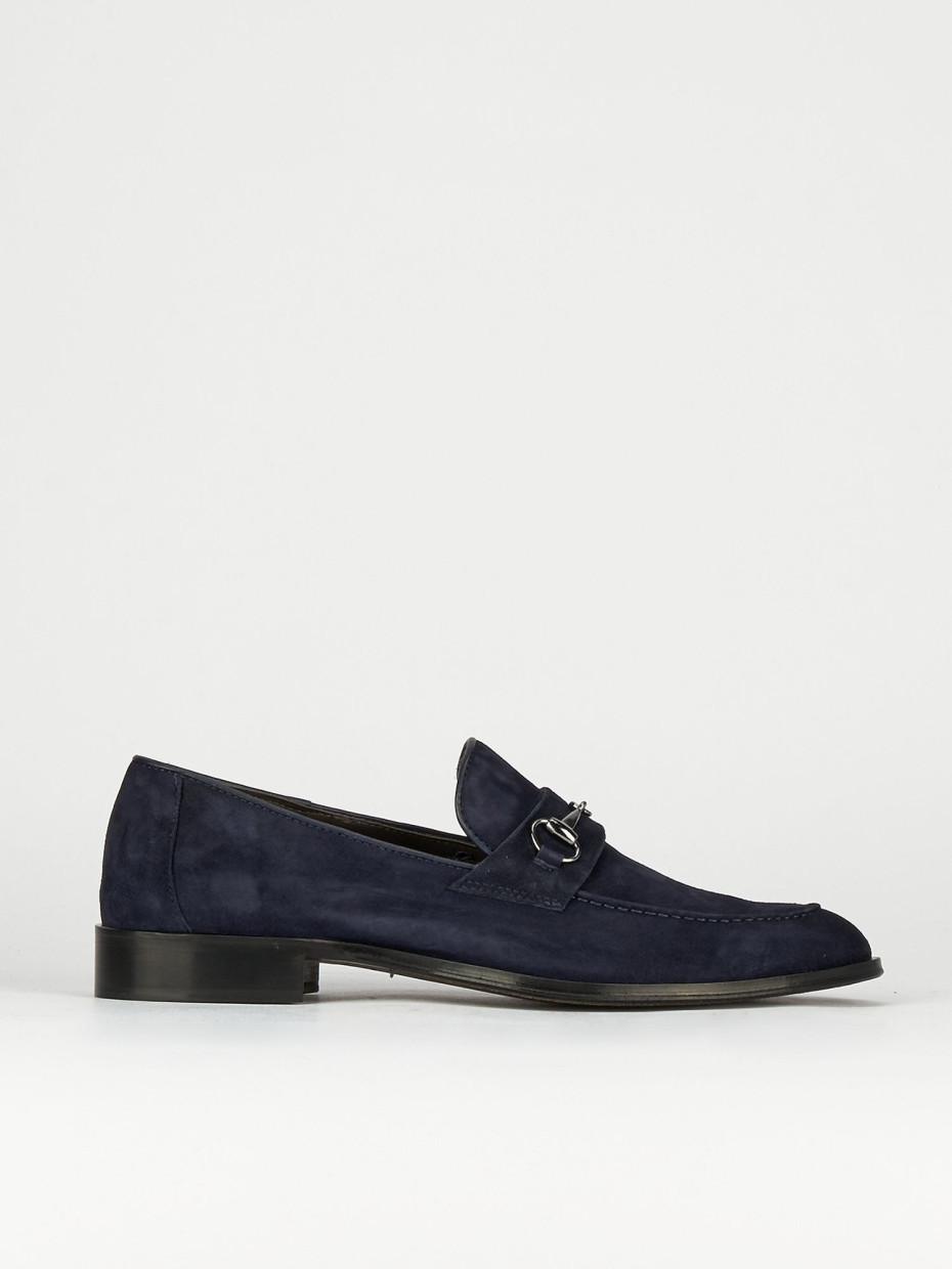 Mocasines tacón 1 cm azul ante