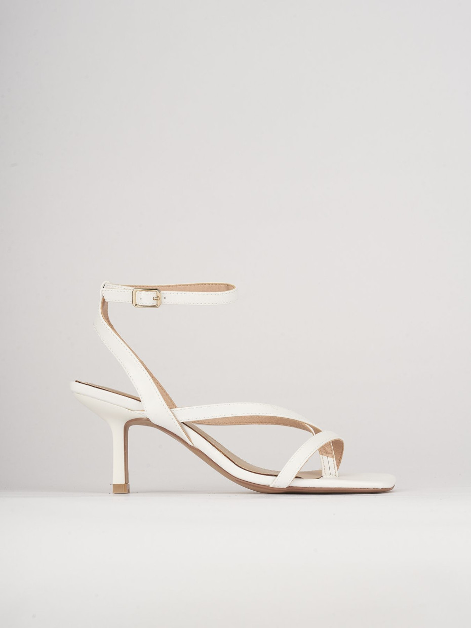 High heel sandals heel 5 cm white leather