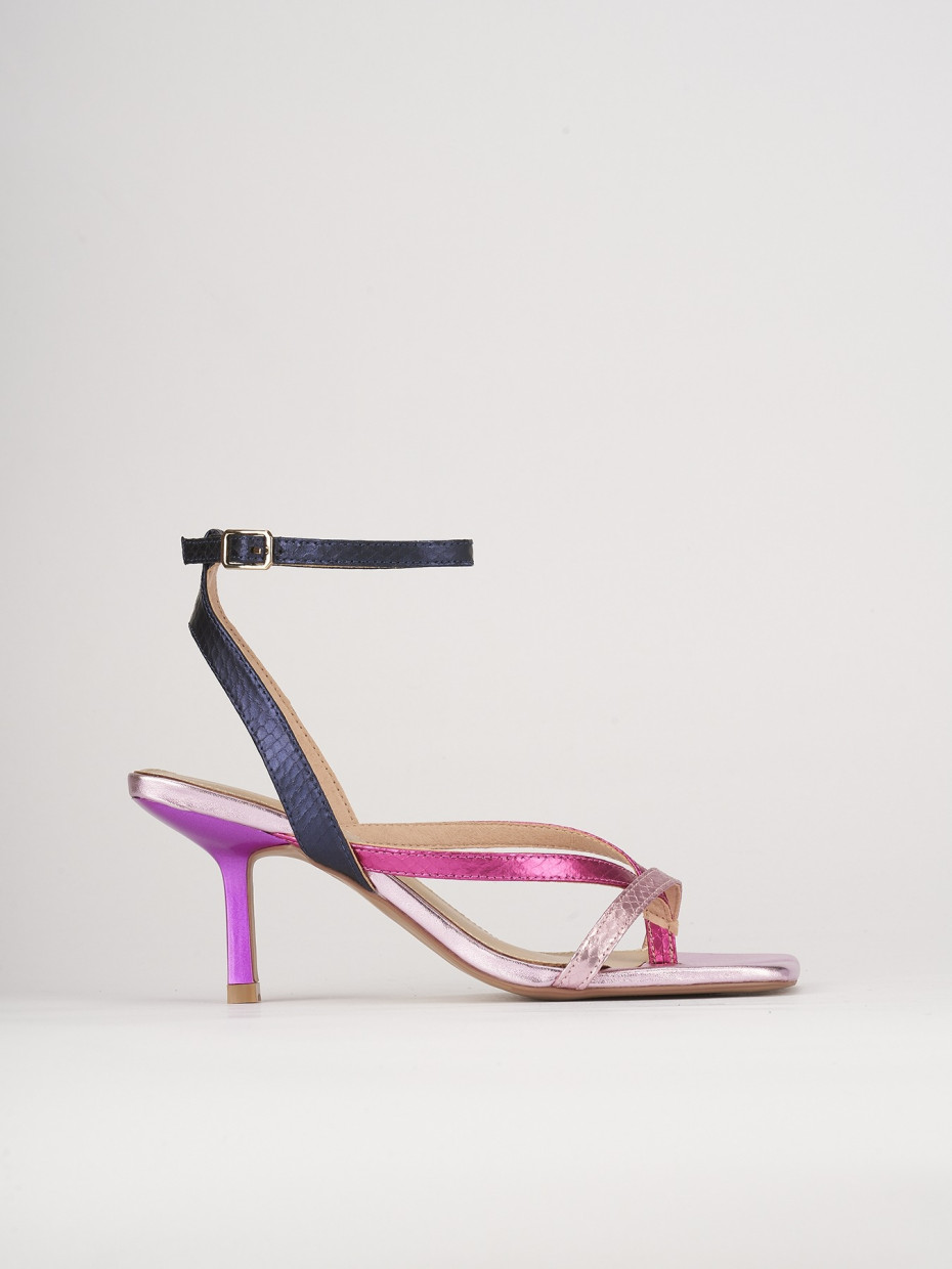 High heel sandals heel 5 cm multicolor leather