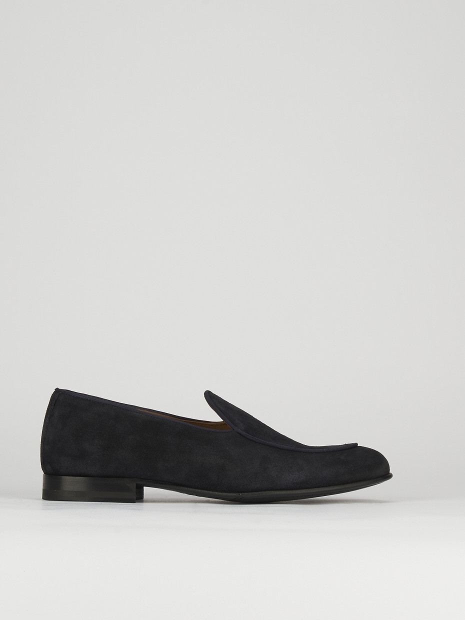 Mocasines tacón 2 cm azul ante