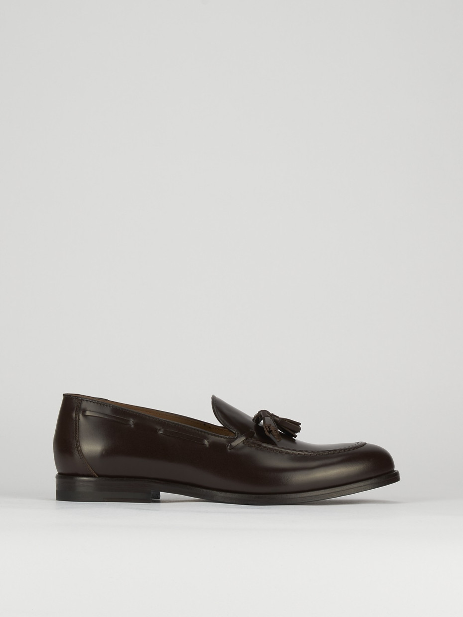 Mocasines tacón 2 cm marrón oscuro cuero
