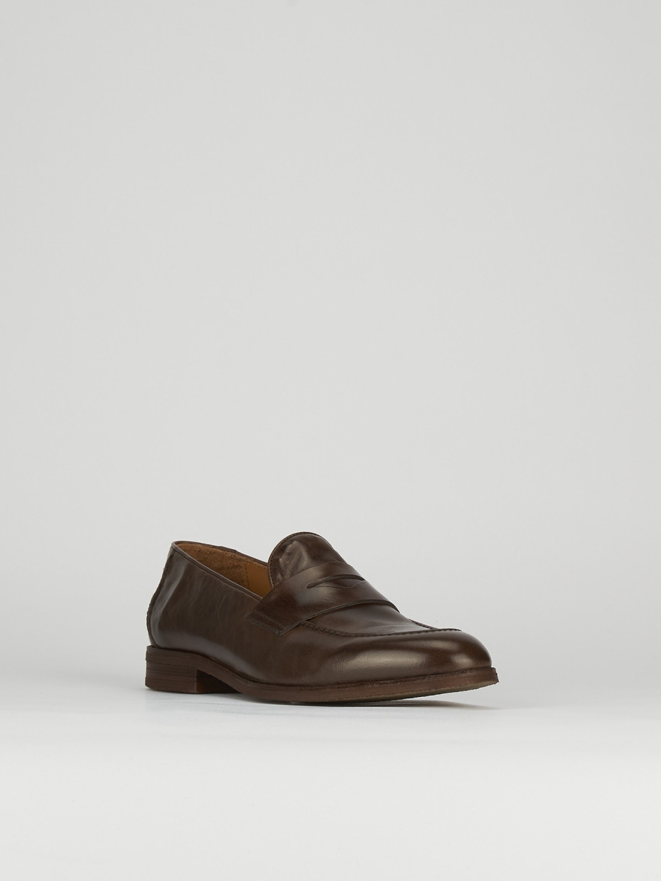 Mocasines tacón 2 cm marrón cuero