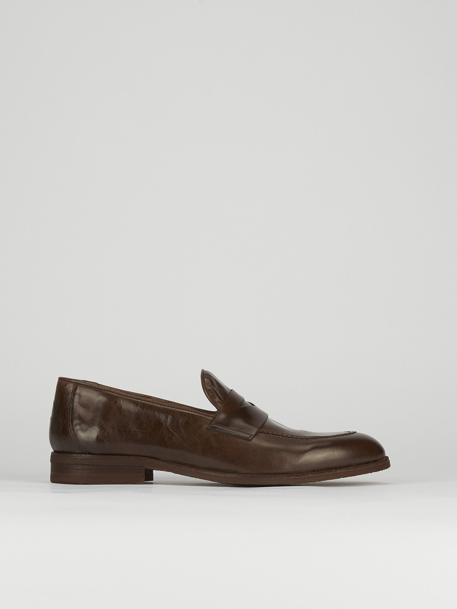Mocasines tacón 2 cm marrón cuero