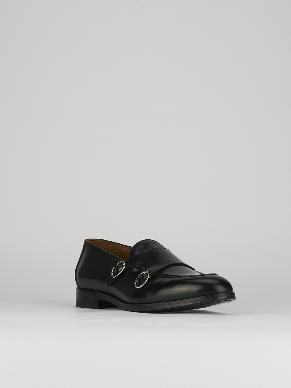 Mocasines tacón 2 cm negro cuero
