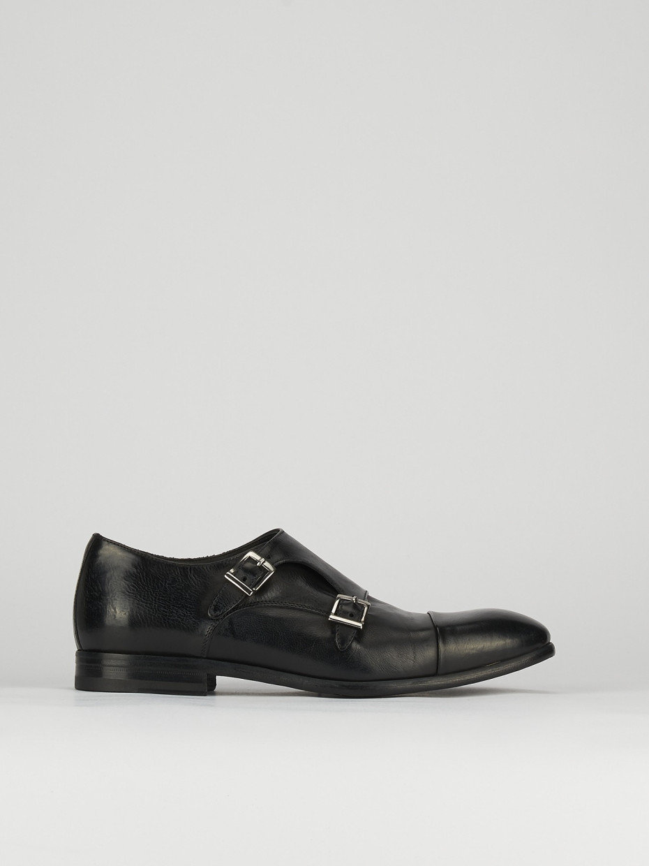 Mocasines tacón 2 cm negro cuero