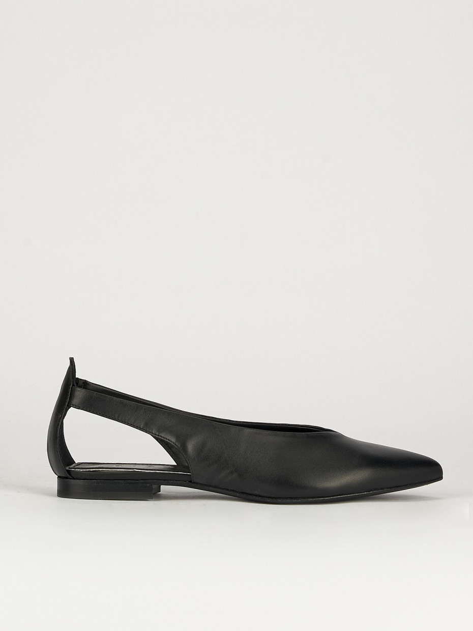 Bailarinas tacón 1 cm negro cuero