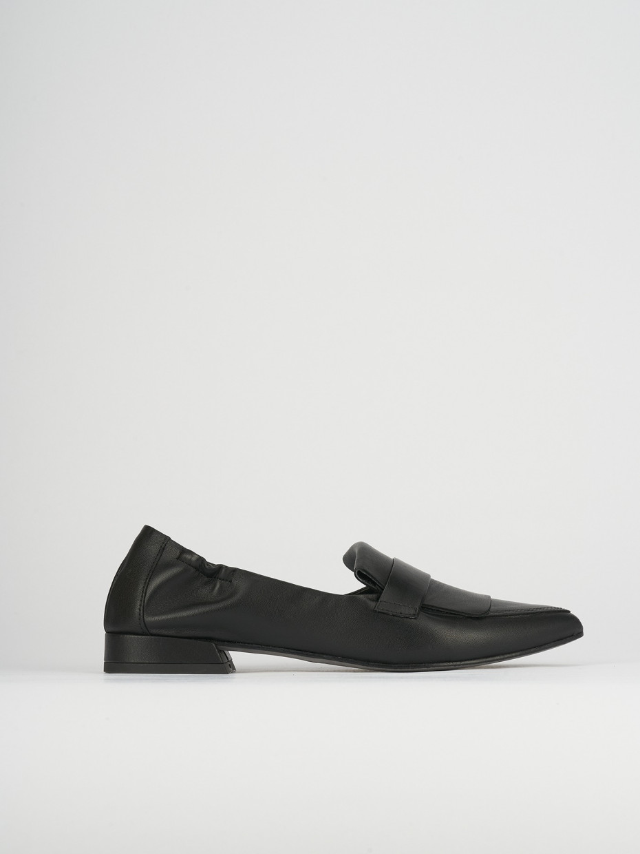 Mocasines tacón 1 cm negro cuero